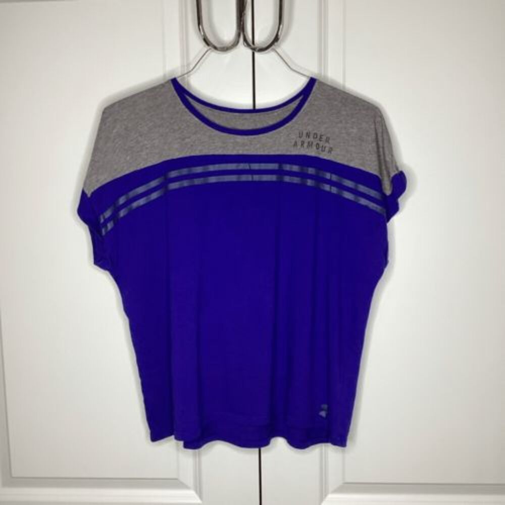 Ladies Under Armour Cap-sleeved‎ tee shirt XL Royal / Gray